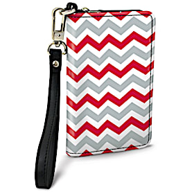 Red and Gray Chevron Small Wristlet Purse