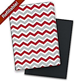 Red and Gray Chevron Premium Fabric Refillable Journal