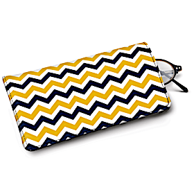 Blue and Gold Chevron Eyeglass Case