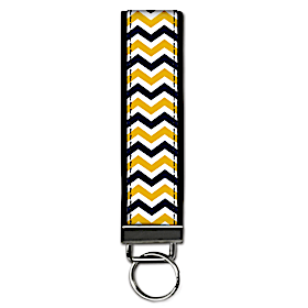 Blue and Gold Chevron Wristlet Keychain