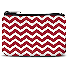 Red and White Chevron Coin Purse