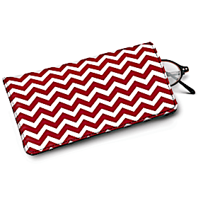 Red and White Chevron Eyeglass Case