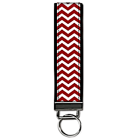 Red and White Chevron Wristlet Keychain