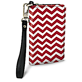 Red and White Chevron Small Wristlet Purse