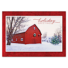 Red Barn Personalized Holiday Cards