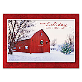 Red Barn Personalized Holiday Cards
