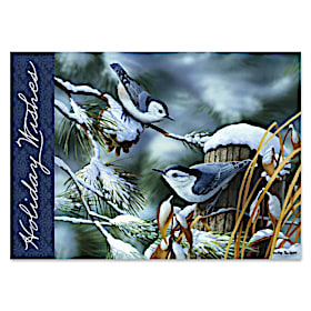 Winter Nuthatches Personalized Holiday Cards