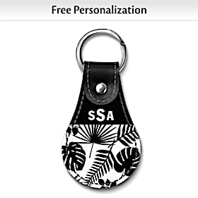 Black & White Leather Key Ring