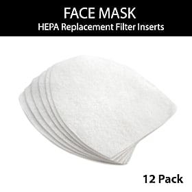 Face Mask Adult Large HEPA Replacement Filters -12 Pack