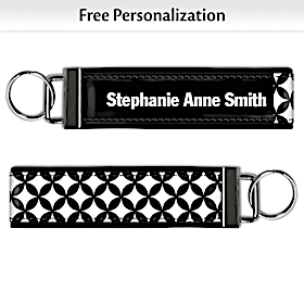 Black & White Circles Wristlet Keychain