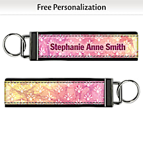 Boho Batik Pink Wristlet Keychain