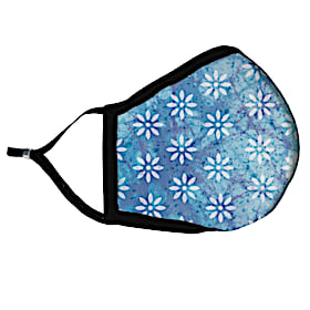 Boho Batik Blue Fabric Face Mask with HEPA Filter - Youth