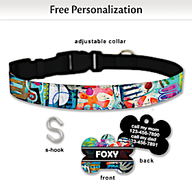 Nikki Chu&#039;s African Abstracts Pet Collar and Tag Set