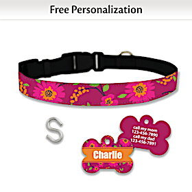 Rosy Posy Pet Collar and Personalized Tag Set