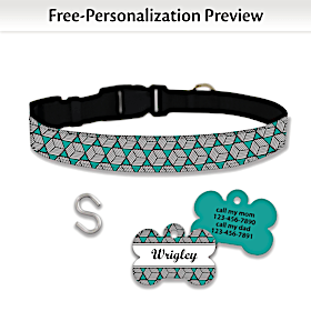 Pop Art Cubes Pet Collar and Personalized Tag Set
