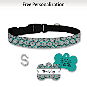 Pop Art Cubes Pet Collar and Personalized Tag Set