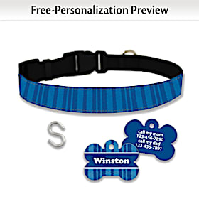 Distressed Stripes Pet Collar and Personalized Tag Set