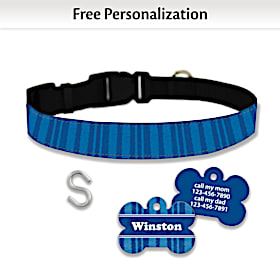 Distressed Stripes Pet Collar and Personalized Tag Set