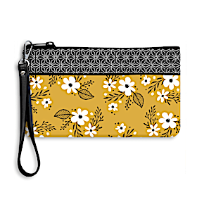 Mustard Floral Neoprene On-The-Go Wristlet Pouch