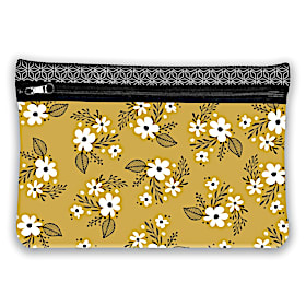 Mustard Floral Neoprene Cosmetic Makeup Bag