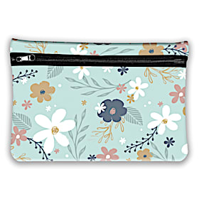 Mint Wildflowers Neoprene Cosmetic Makeup Bag