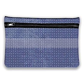 Blue Distressed Classics Neoprene Cosmetic Makeup Bag