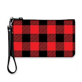 Red Buffalo Plaid Neoprene On-The-Go Wristlet Pouch