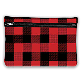 Red Buffalo Plaid Neoprene Cosmetic Makeup Bag