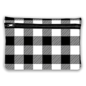 White Buffalo Plaid Neoprene Cosmetic Makeup Bag