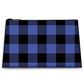 Blue Buffalo Plaid Cosmetic Makeup  Bag