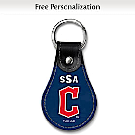 Cleveland Guardians(TM) MLB(R) Logo Leather Key FOB