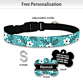 Robin Floral Pet Collar and Personalized Tag Set