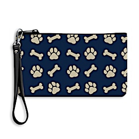 Navy Pet Pattern Neoprene Wristlet Pouch
