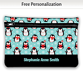 Winter Penguin Neoprene Cosmetic Makeup Bag