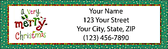 Very Merry Christmas Return Address Label