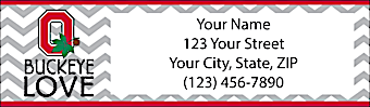 I Love Ohio State Chevron Return Address Label