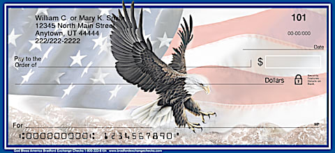 God Bless America Patriotic Eagle and Flag Personal Checks