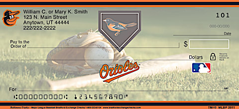 Baltimore Orioles Major League Baseball Personal Checks