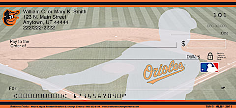 Baltimore Orioles Major League Baseball Personal Checks