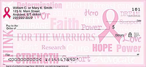 Hope for a Cure Bread Cancer Personal Checks