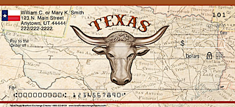 Texas Pride Personal Checks, Texas Personal Checks, Longhorn Personal Checks