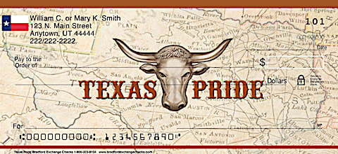 Texas Pride Personal Checks, Texas Personal Checks, Longhorn Personal Checks