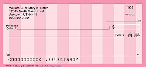 Pink Personal Checks