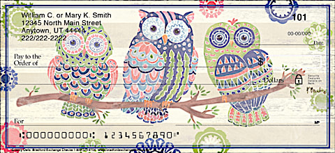 Groovy Owls Personal Checks