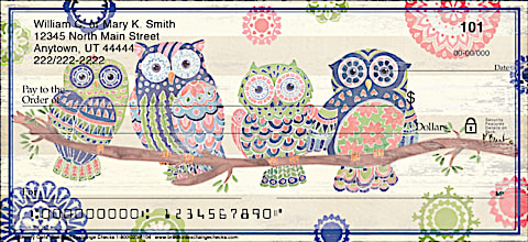 Groovy Owls Personal Checks