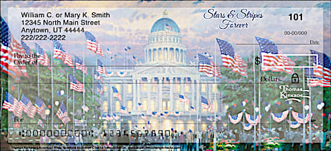 Thomas Kinkade's Signature Artwork Enlightens the Exteriors of Our Nation's Monuments on These Breathtaking Checks