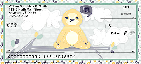 Take Your Time in Appreciating The Cuteness of Sloths with These Fun Personal Check Designs