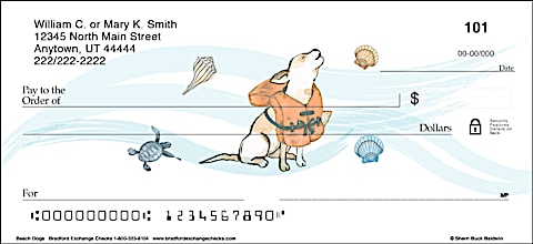 Join the Pack with Whimsical Beach Dog Personal Checks
