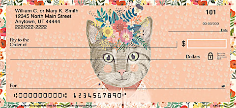 Purrfect Bohemian Cats on Calicos Personal Checks