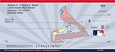 St Louis Cardinals Personal Checks Feature a Refreshing Blast on a Classic MLB Team Logo